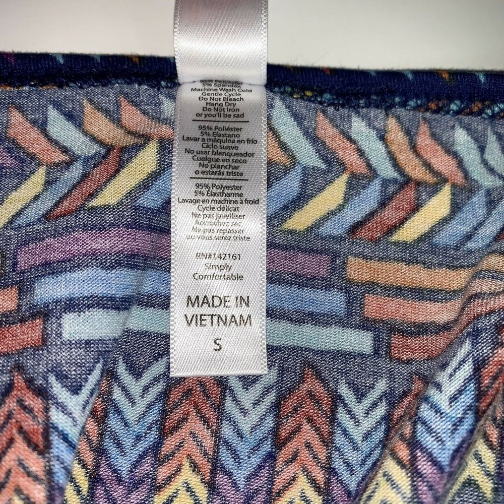 Lularoe Lynnae Womens Long Sleeve Top Small Geometric Southwestern Blue Purple - Picture 4 of 5